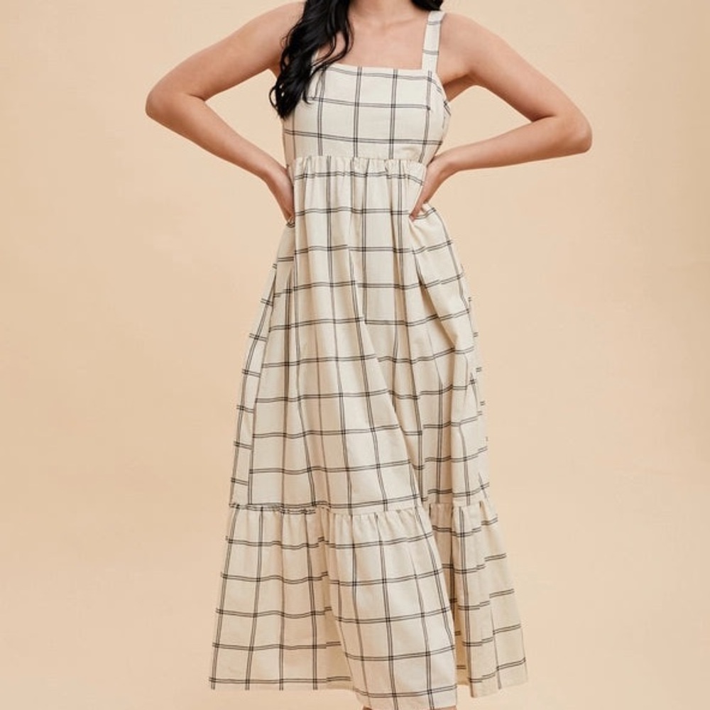 Cotton Grid Bow Maxi